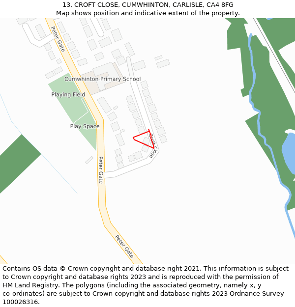 13, CROFT CLOSE, CUMWHINTON, CARLISLE, CA4 8FG: Location map and indicative extent of plot