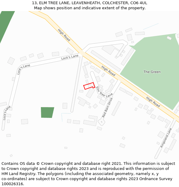 13, ELM TREE LANE, LEAVENHEATH, COLCHESTER, CO6 4UL: Location map and indicative extent of plot