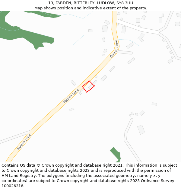 13, FARDEN, BITTERLEY, LUDLOW, SY8 3HU: Location map and indicative extent of plot