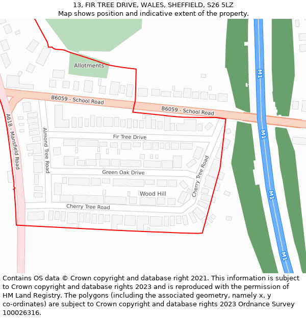 13, FIR TREE DRIVE, WALES, SHEFFIELD, S26 5LZ: Location map and indicative extent of plot