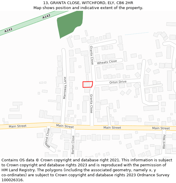 13, GRANTA CLOSE, WITCHFORD, ELY, CB6 2HR: Location map and indicative extent of plot