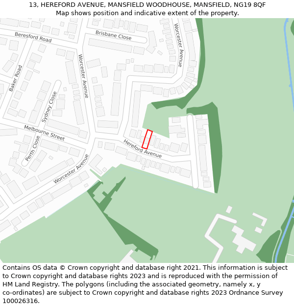 13, HEREFORD AVENUE, MANSFIELD WOODHOUSE, MANSFIELD, NG19 8QF: Location map and indicative extent of plot