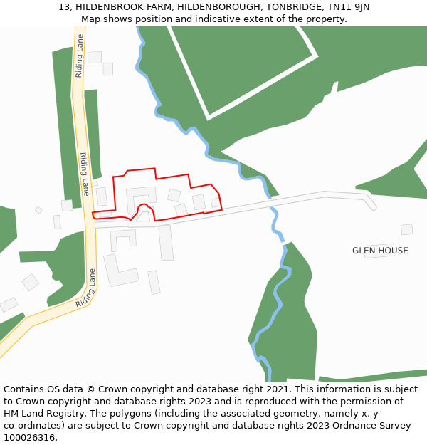 13, HILDENBROOK FARM, HILDENBOROUGH, TONBRIDGE, TN11 9JN: Location map and indicative extent of plot