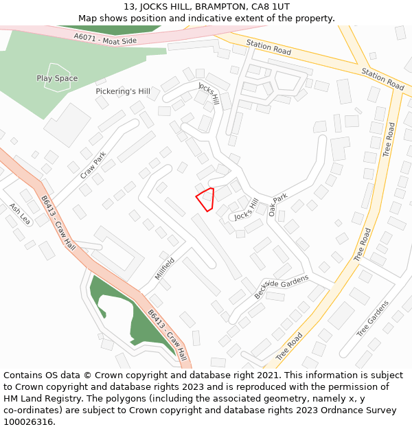 13, JOCKS HILL, BRAMPTON, CA8 1UT: Location map and indicative extent of plot