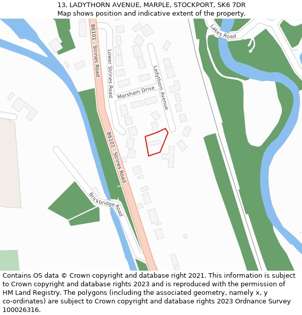 13, LADYTHORN AVENUE, MARPLE, STOCKPORT, SK6 7DR: Location map and indicative extent of plot