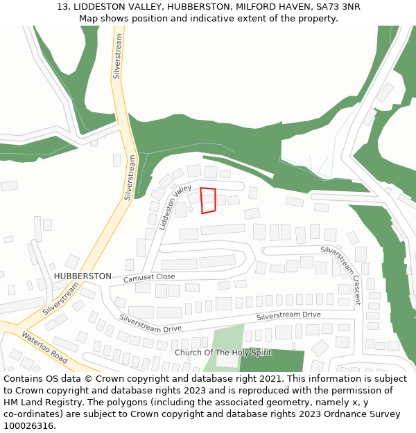 13, LIDDESTON VALLEY, HUBBERSTON, MILFORD HAVEN, SA73 3NR: Location map and indicative extent of plot