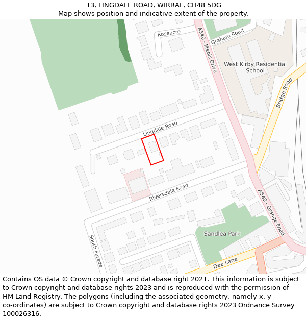 13, LINGDALE ROAD, WIRRAL, CH48 5DG: Location map and indicative extent of plot