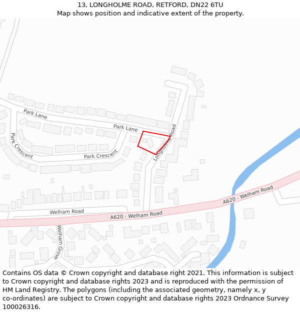 13, LONGHOLME ROAD, RETFORD, DN22 6TU: Location map and indicative extent of plot
