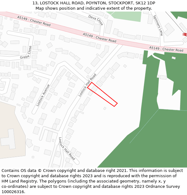 13, LOSTOCK HALL ROAD, POYNTON, STOCKPORT, SK12 1DP: Location map and indicative extent of plot