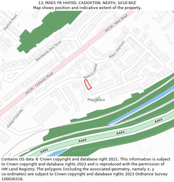 13, MAES YR HAFOD, CADOXTON, NEATH, SA10 8AZ: Location map and indicative extent of plot