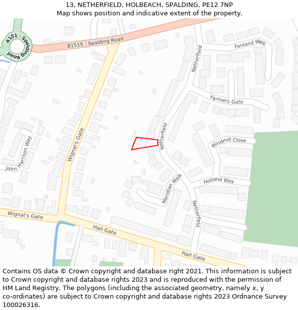 13, NETHERFIELD, HOLBEACH, SPALDING, PE12 7NP: Location map and indicative extent of plot