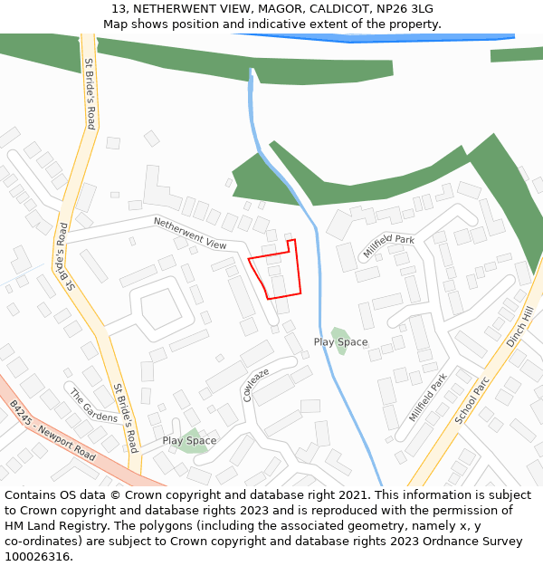 13, NETHERWENT VIEW, MAGOR, CALDICOT, NP26 3LG: Location map and indicative extent of plot