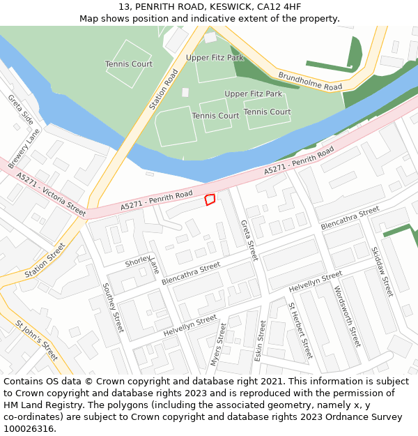 13, PENRITH ROAD, KESWICK, CA12 4HF: Location map and indicative extent of plot