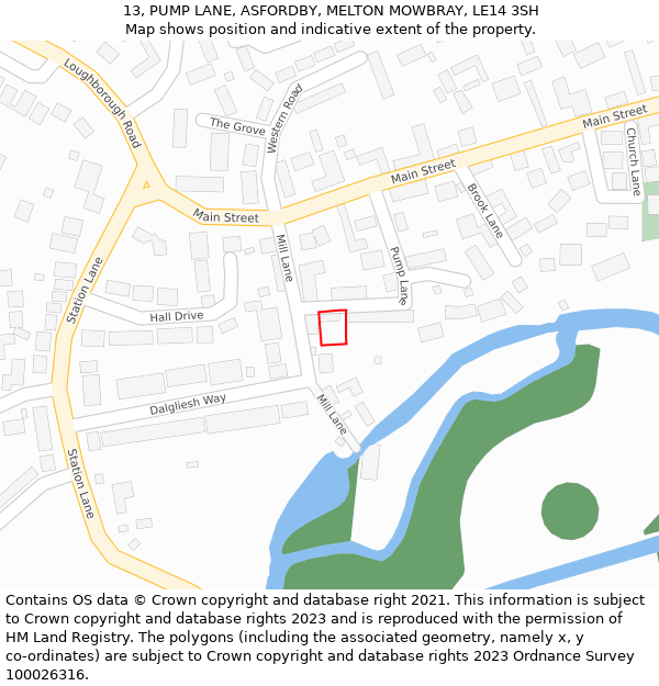 13, PUMP LANE, ASFORDBY, MELTON MOWBRAY, LE14 3SH: Location map and indicative extent of plot