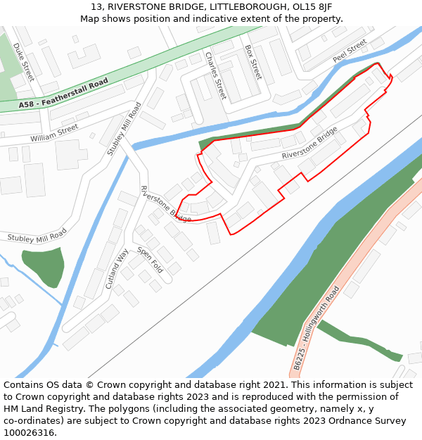 13, RIVERSTONE BRIDGE, LITTLEBOROUGH, OL15 8JF: Location map and indicative extent of plot