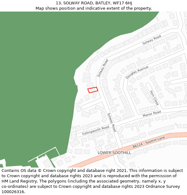 13, SOLWAY ROAD, BATLEY, WF17 6HJ: Location map and indicative extent of plot