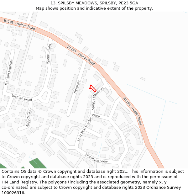 13, SPILSBY MEADOWS, SPILSBY, PE23 5GA: Location map and indicative extent of plot