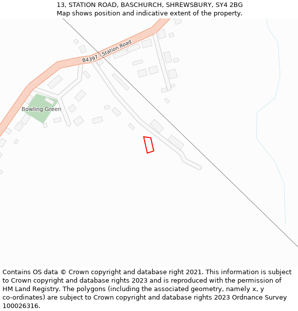 13, STATION ROAD, BASCHURCH, SHREWSBURY, SY4 2BG: Location map and indicative extent of plot