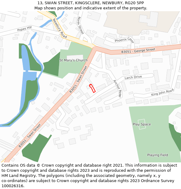 13, SWAN STREET, KINGSCLERE, NEWBURY, RG20 5PP: Location map and indicative extent of plot