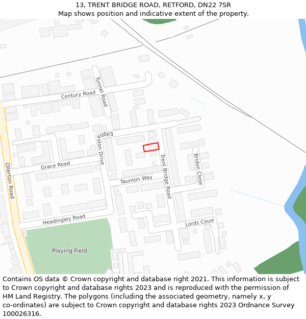 13, TRENT BRIDGE ROAD, RETFORD, DN22 7SR: Location map and indicative extent of plot