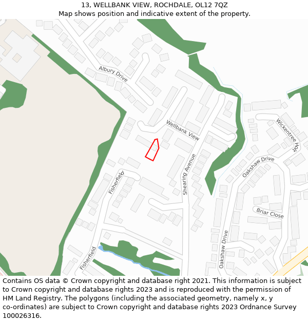 13, WELLBANK VIEW, ROCHDALE, OL12 7QZ: Location map and indicative extent of plot