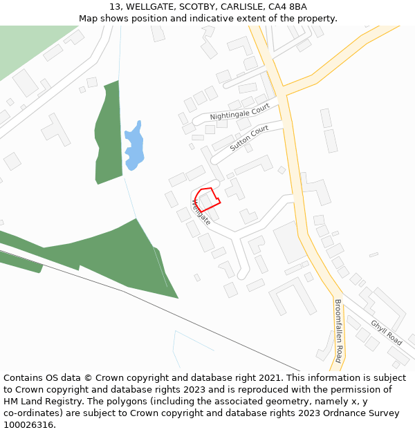 13, WELLGATE, SCOTBY, CARLISLE, CA4 8BA: Location map and indicative extent of plot