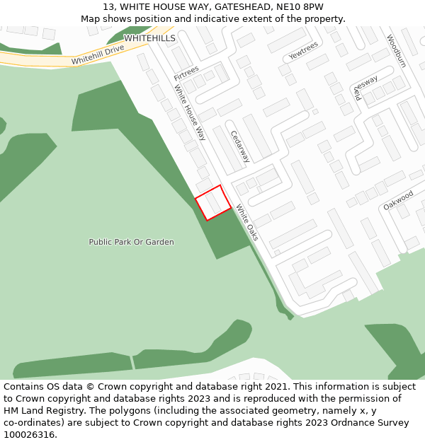 13, WHITE HOUSE WAY, GATESHEAD, NE10 8PW: Location map and indicative extent of plot