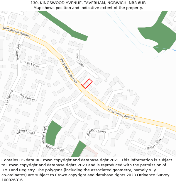 130, KINGSWOOD AVENUE, TAVERHAM, NORWICH, NR8 6UR: Location map and indicative extent of plot