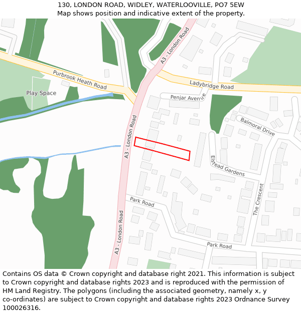 130, LONDON ROAD, WIDLEY, WATERLOOVILLE, PO7 5EW: Location map and indicative extent of plot