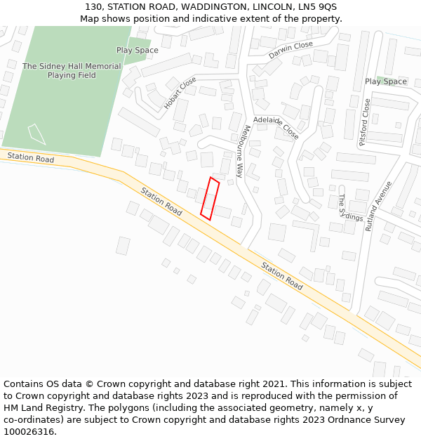 130, STATION ROAD, WADDINGTON, LINCOLN, LN5 9QS: Location map and indicative extent of plot