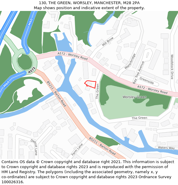 130, THE GREEN, WORSLEY, MANCHESTER, M28 2PA: Location map and indicative extent of plot