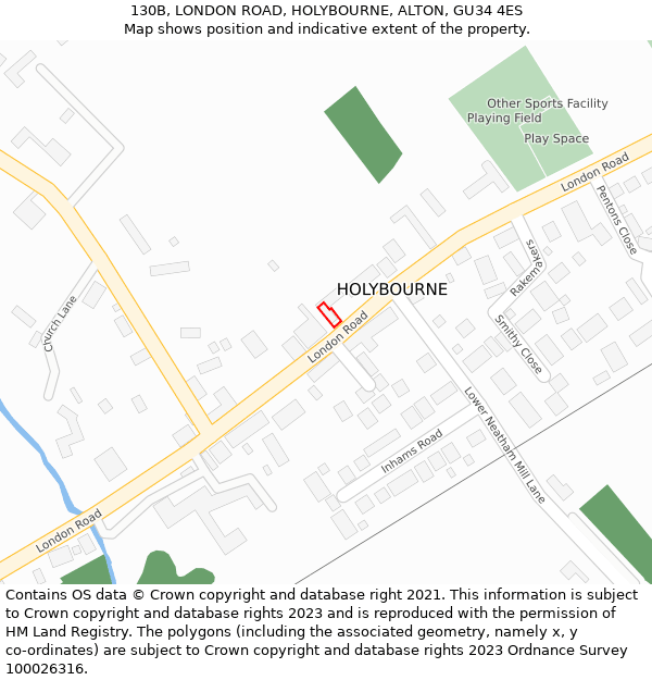 130B, LONDON ROAD, HOLYBOURNE, ALTON, GU34 4ES: Location map and indicative extent of plot