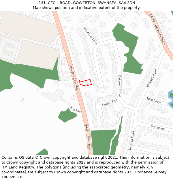 131, CECIL ROAD, GOWERTON, SWANSEA, SA4 3DN: Location map and indicative extent of plot