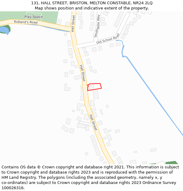 131, HALL STREET, BRISTON, MELTON CONSTABLE, NR24 2LQ: Location map and indicative extent of plot