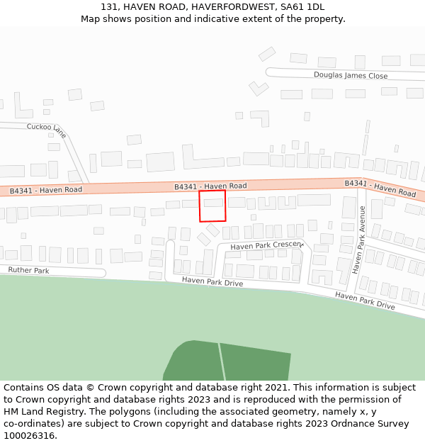 131, HAVEN ROAD, HAVERFORDWEST, SA61 1DL: Location map and indicative extent of plot