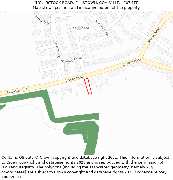 131, IBSTOCK ROAD, ELLISTOWN, COALVILLE, LE67 1EE: Location map and indicative extent of plot