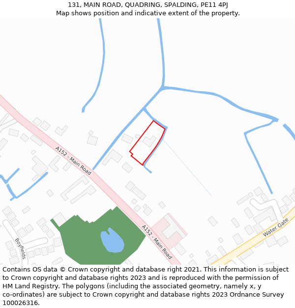 131, MAIN ROAD, QUADRING, SPALDING, PE11 4PJ: Location map and indicative extent of plot