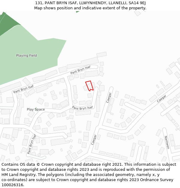 131, PANT BRYN ISAF, LLWYNHENDY, LLANELLI, SA14 9EJ: Location map and indicative extent of plot