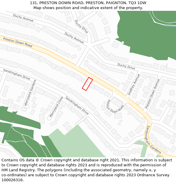 131, PRESTON DOWN ROAD, PRESTON, PAIGNTON, TQ3 1DW: Location map and indicative extent of plot