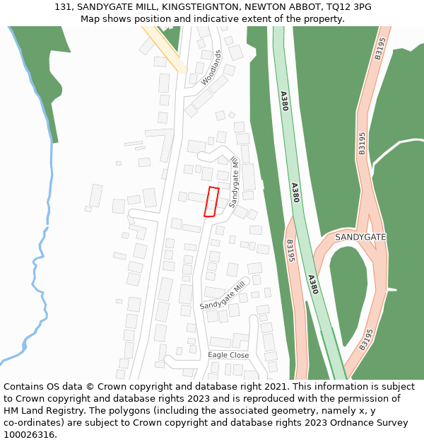 131, SANDYGATE MILL, KINGSTEIGNTON, NEWTON ABBOT, TQ12 3PG: Location map and indicative extent of plot