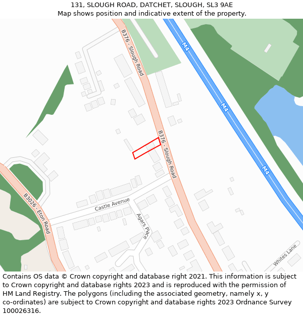 131, SLOUGH ROAD, DATCHET, SLOUGH, SL3 9AE: Location map and indicative extent of plot