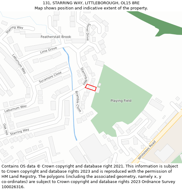 131, STARRING WAY, LITTLEBOROUGH, OL15 8RE: Location map and indicative extent of plot