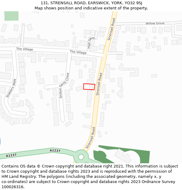 131, STRENSALL ROAD, EARSWICK, YORK, YO32 9SJ: Location map and indicative extent of plot