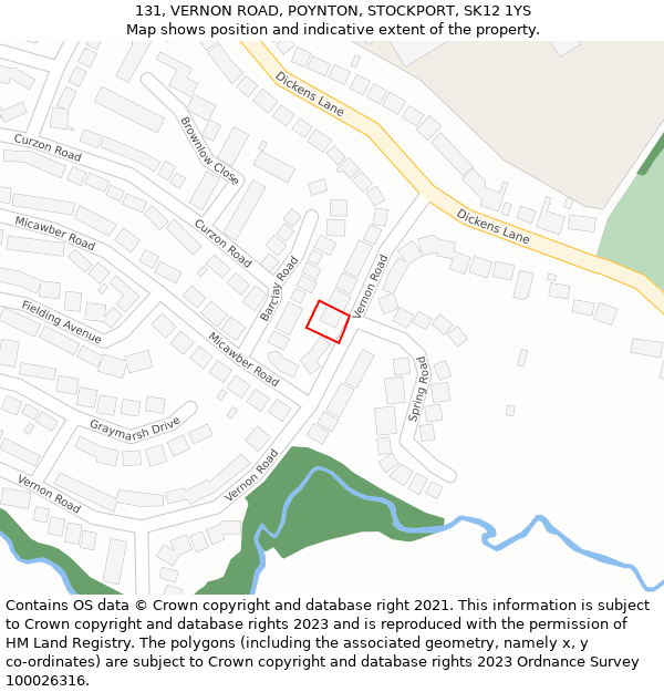 131, VERNON ROAD, POYNTON, STOCKPORT, SK12 1YS: Location map and indicative extent of plot