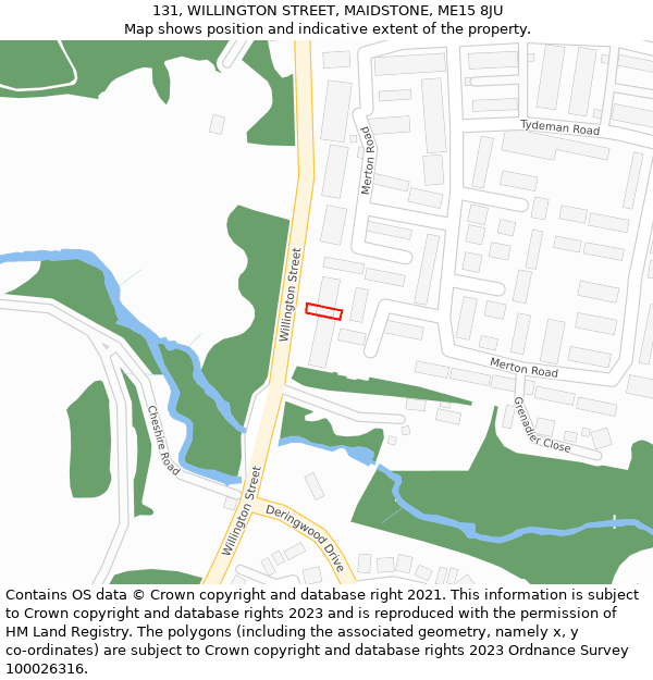 131, WILLINGTON STREET, MAIDSTONE, ME15 8JU: Location map and indicative extent of plot