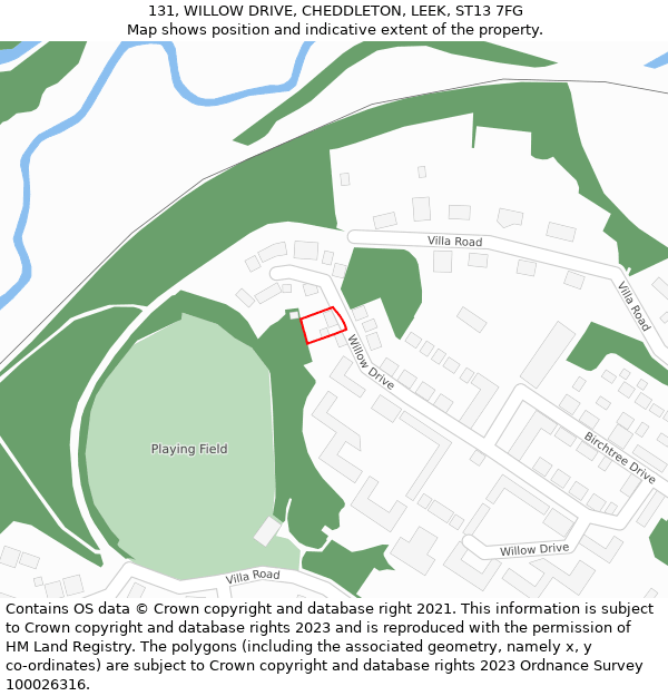 131, WILLOW DRIVE, CHEDDLETON, LEEK, ST13 7FG: Location map and indicative extent of plot