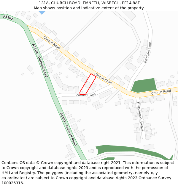 131A, CHURCH ROAD, EMNETH, WISBECH, PE14 8AF: Location map and indicative extent of plot