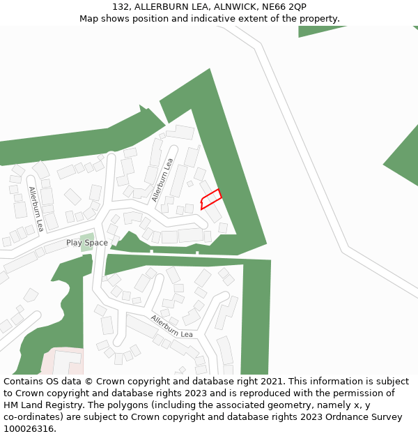 132, ALLERBURN LEA, ALNWICK, NE66 2QP: Location map and indicative extent of plot