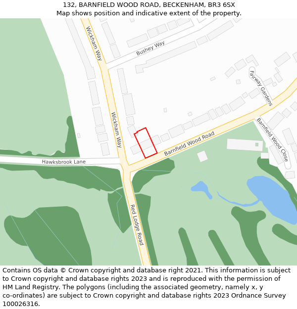 132, BARNFIELD WOOD ROAD, BECKENHAM, BR3 6SX: Location map and indicative extent of plot