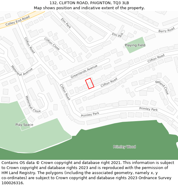 132, CLIFTON ROAD, PAIGNTON, TQ3 3LB: Location map and indicative extent of plot